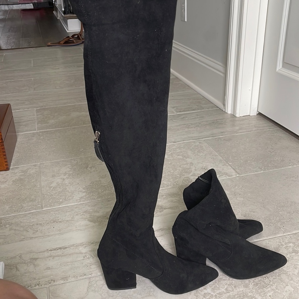 Suede Over the Knee Boots, Size 39